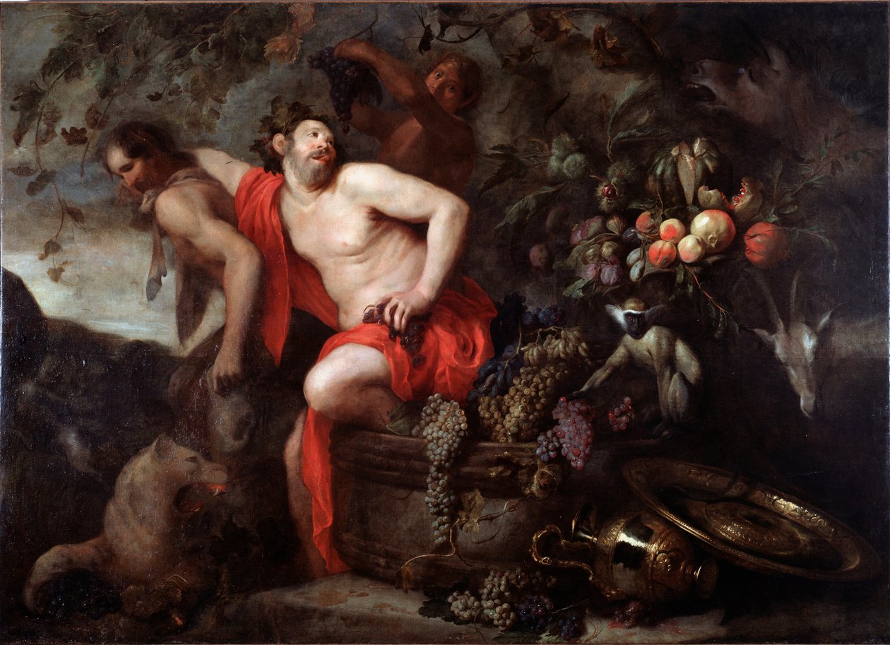 Silenen sato (Silenuksen sato) Jan Roosin (1591-1638) maalaus, koko 175x250 cm Genes, Musei di Strada Nuova (ex Palazzo Bianco) tekijältä Jan Roos