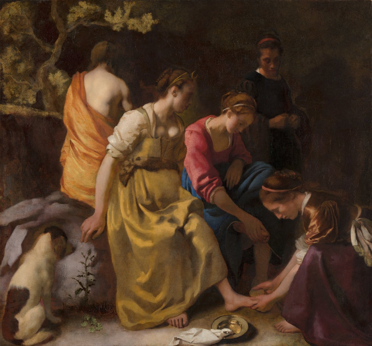 Diana ja hänen seuralaisensa, n. 1655-1656 (öljy kankaalle) tekijältä Johannes Vermeer