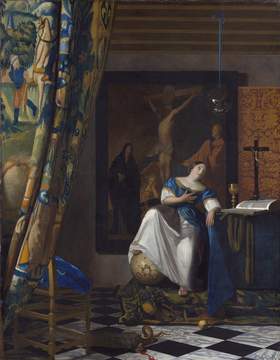 Uskon allegoria - Johannes Vermeerin (Vermeer de Delft) maalaus (1632-1675), öljy kankaalle tekijältä Johannes Vermeer