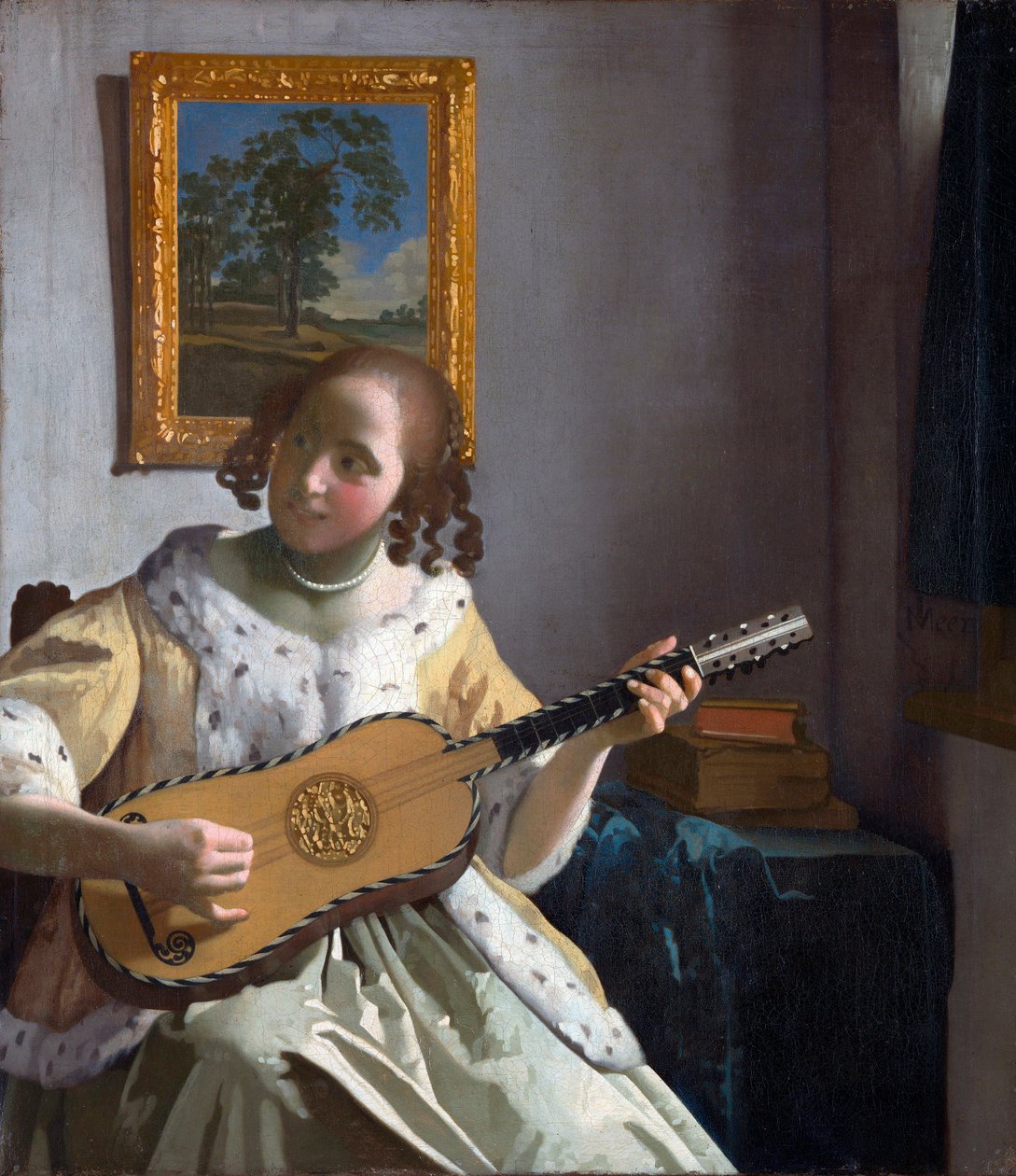 ""The Guitar Player" (The Guitar Player) maalaus Jan Vermeer (Johannes) (1632-1675) - 1672 - Öljy kankaalle - Koko 53x46,3 cm Kenwood House tekijältä Johannes Vermeer