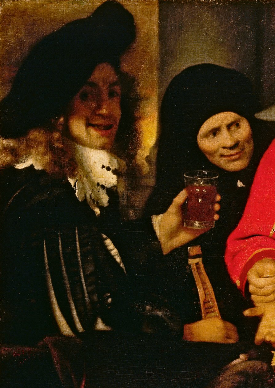 Músico e Procuress, detalhe de The Procuressfinnish tekijältä Jan Vermeer van Delft