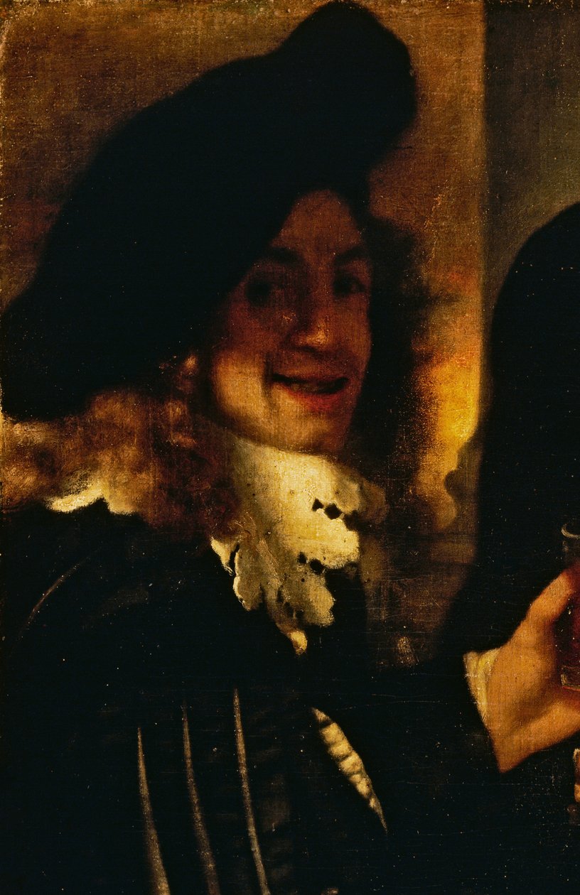 Muusikko, yksityiskohta The Procuresista tekijältä Johannes Vermeer