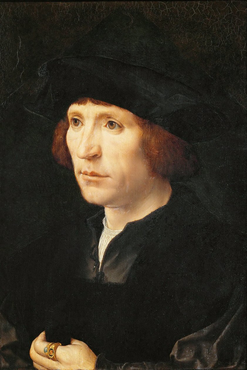 Miehen muotokuva - Jan Gossaert (Gossart, dit Mabuse) (n. 1478-1532). Öljy puulle, c. 1527-1530. Mitat: 40 x 27,5 cm. Taidehistoriallinen museo, Vienne tekijältä Jan (c.1472 c.1533) Gossaert