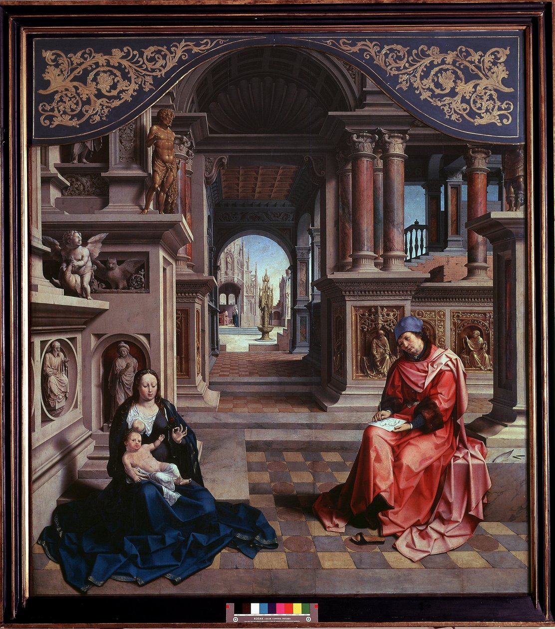 Pyhä Luukas maalasi Madonnan Jan Gossaertin maalaus dit Mabuse (1478 ca-1532) 1515 Mitat 205x230 cm Prahan kansallisgalleria tekijältä Jan (c.1472 c.1533) Gossaert