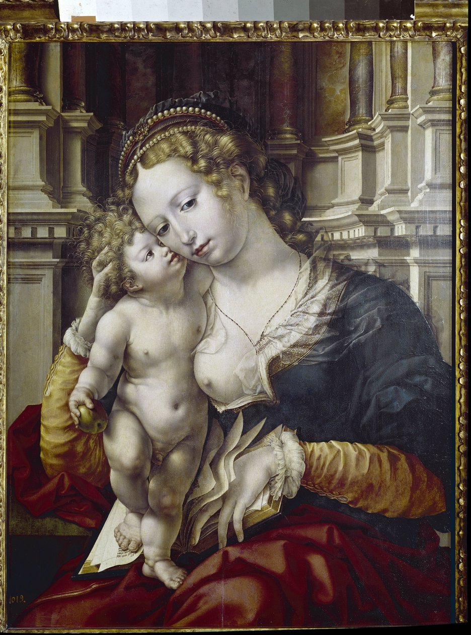 Neitsyt ja lapsi (öljy paneelissa tekijältä Jan (c.1472 c.1533) Gossaert
