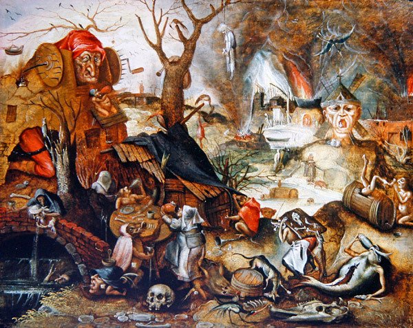 Vision of Hell (öljy paneeliin) tekijältä Jan (follower of) Mandijn