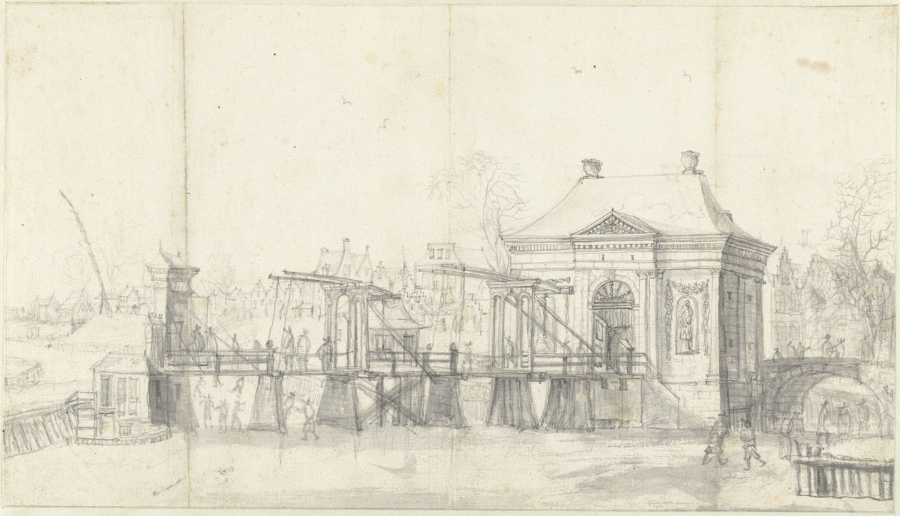 Heiligewegspoort Amsterdamissa talvella tekijältä Jan Abrahamsz. Beerstraten
