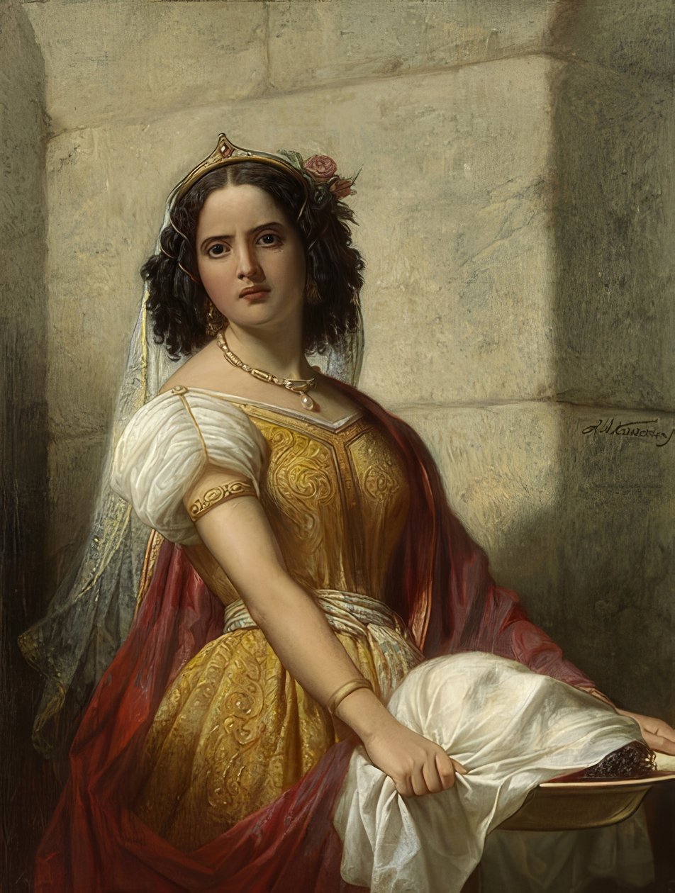 Salome Johannes Kastajan pään kanssa. Noin 1861 tekijältä Jan Adam Janszoon Kruseman