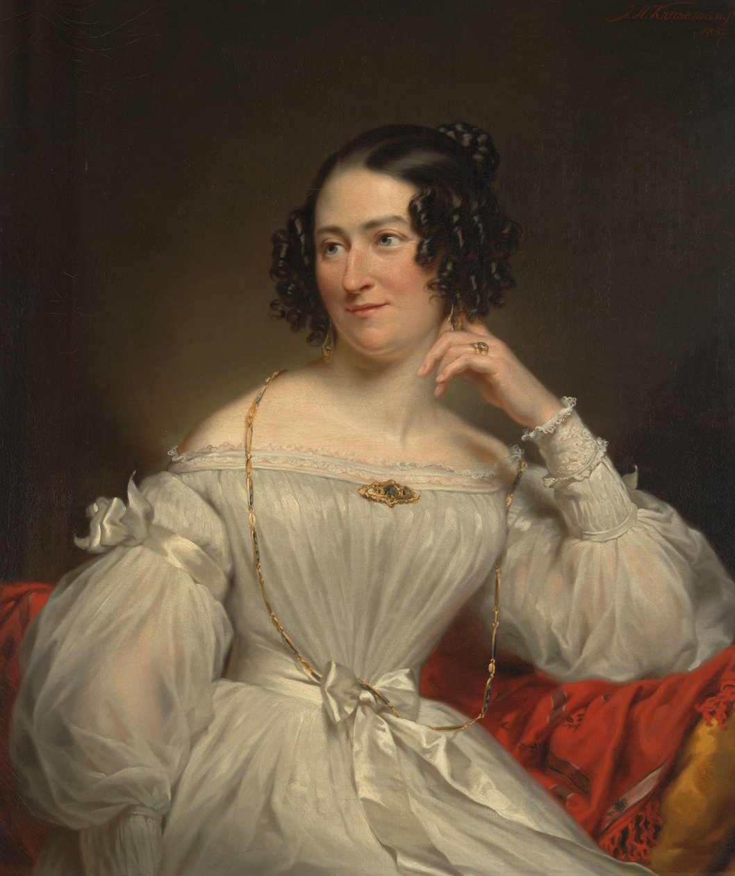 Abrahamina Henriëtte Wurfbainin (1808-1883), Jacob de Vos Jzin vaimon muotokuva tekijältä Jan Adam Kruseman (signed by artist)