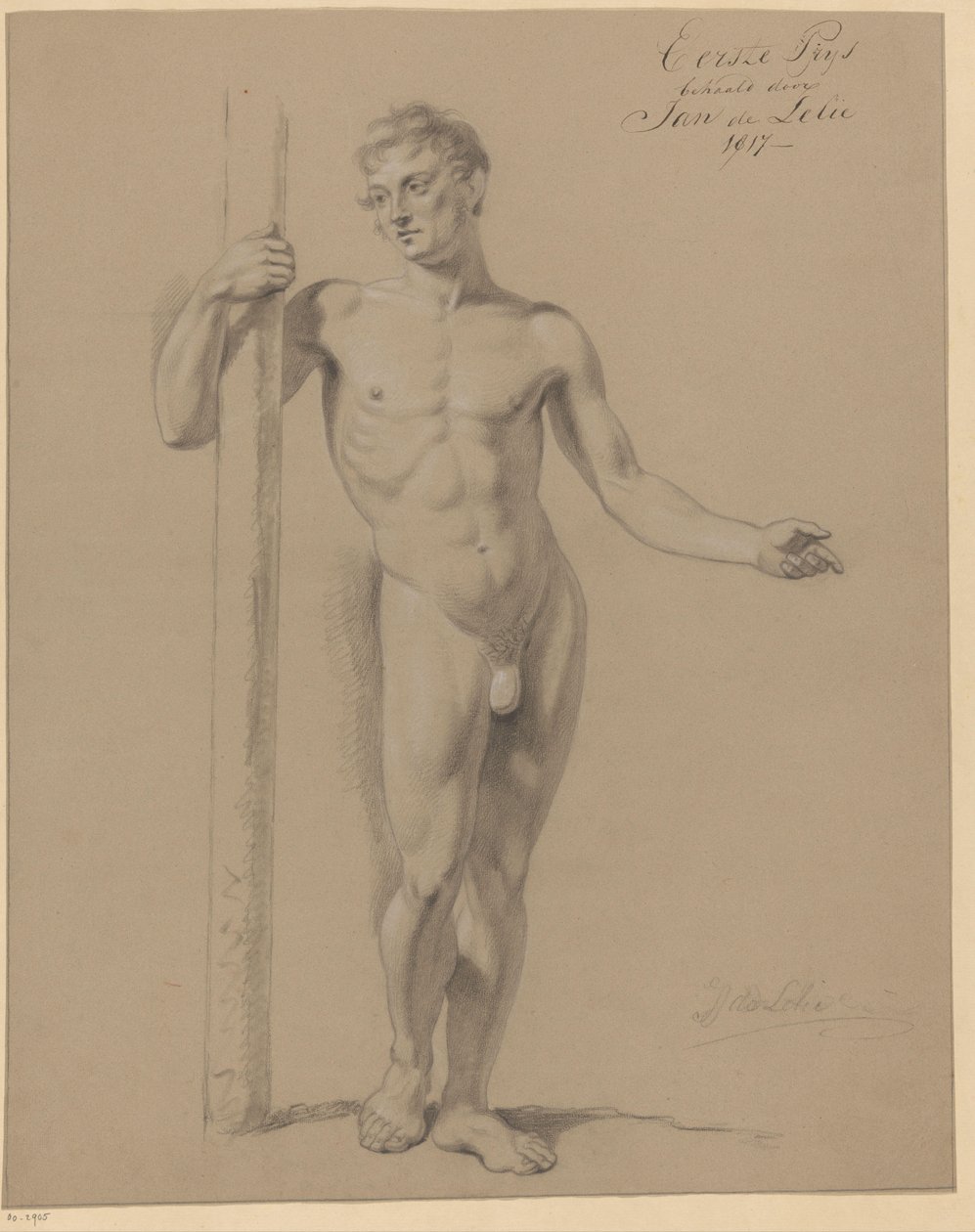 Seisova miesalasti edestä katsottuna (1. palkinto 1817) tekijältä Jan Adriaan Antonie de Lelie