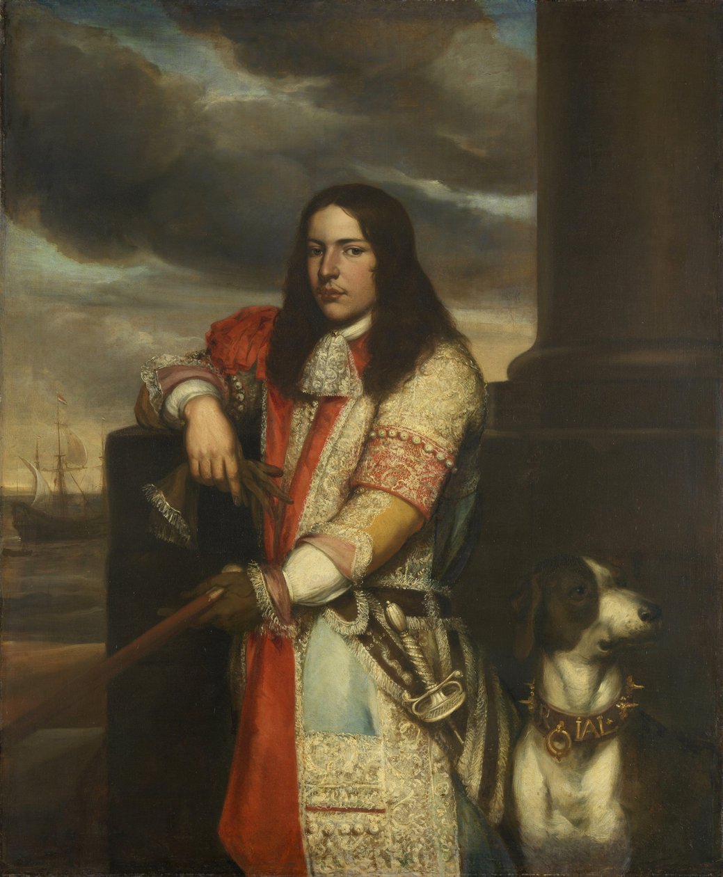 Hollantilainen: Engel de Ruyter (1649-83). Vara-amiraali, Michiel Adriaensz de Ruyterin poika Engel de Ruyterin muotokuva. tekijältä Jan Andrea Lievens