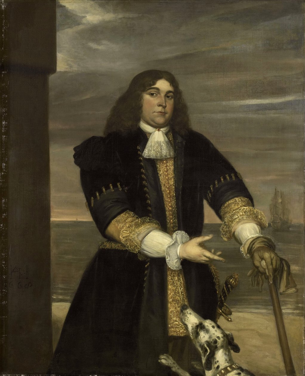 Hollantilainen: Jan van Gelder (1647-73). Merikapteeni, Michiel Adriaensz de Ruyterin poikapuoli Jan Pauwelsz. van Gelderin muotokuva. tekijältä Jan Andrea Lievens
