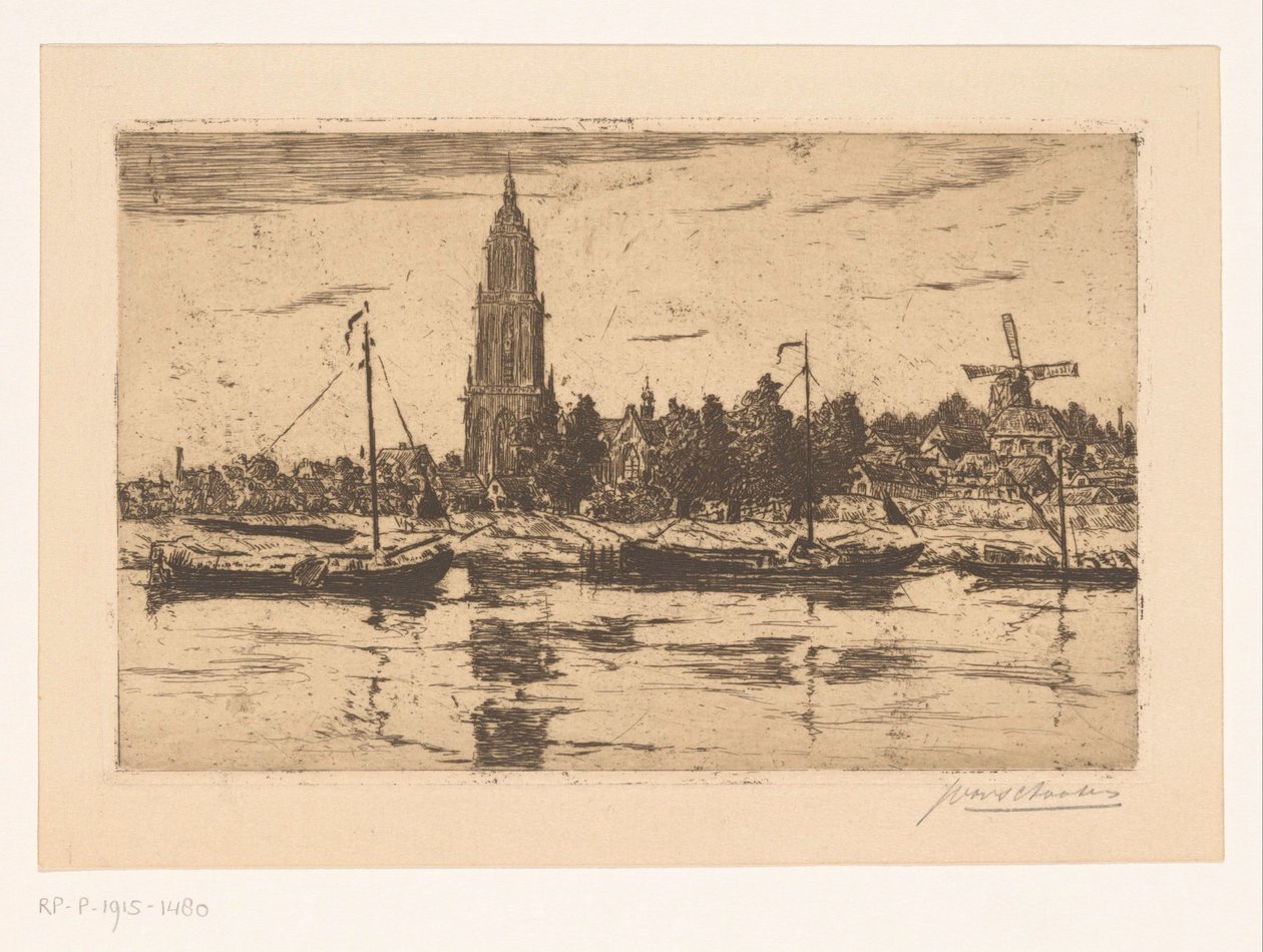 Näkymä Rhenen tekijältä Jan Antonius van Schooten (signed by artist)