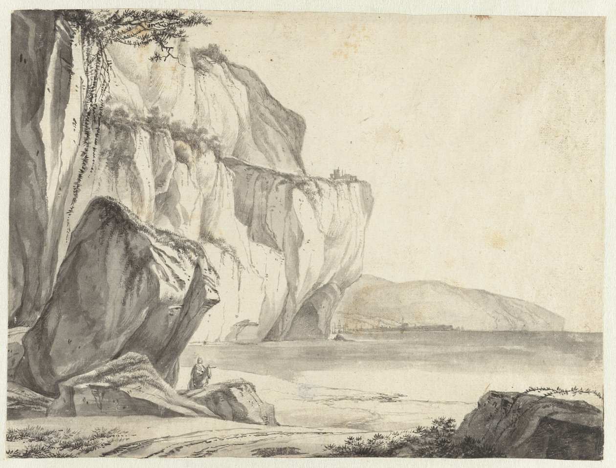 Rannikkonäkymä vedestä nousevilla kivillä tekijältä Jan Asselijn (attributed to)