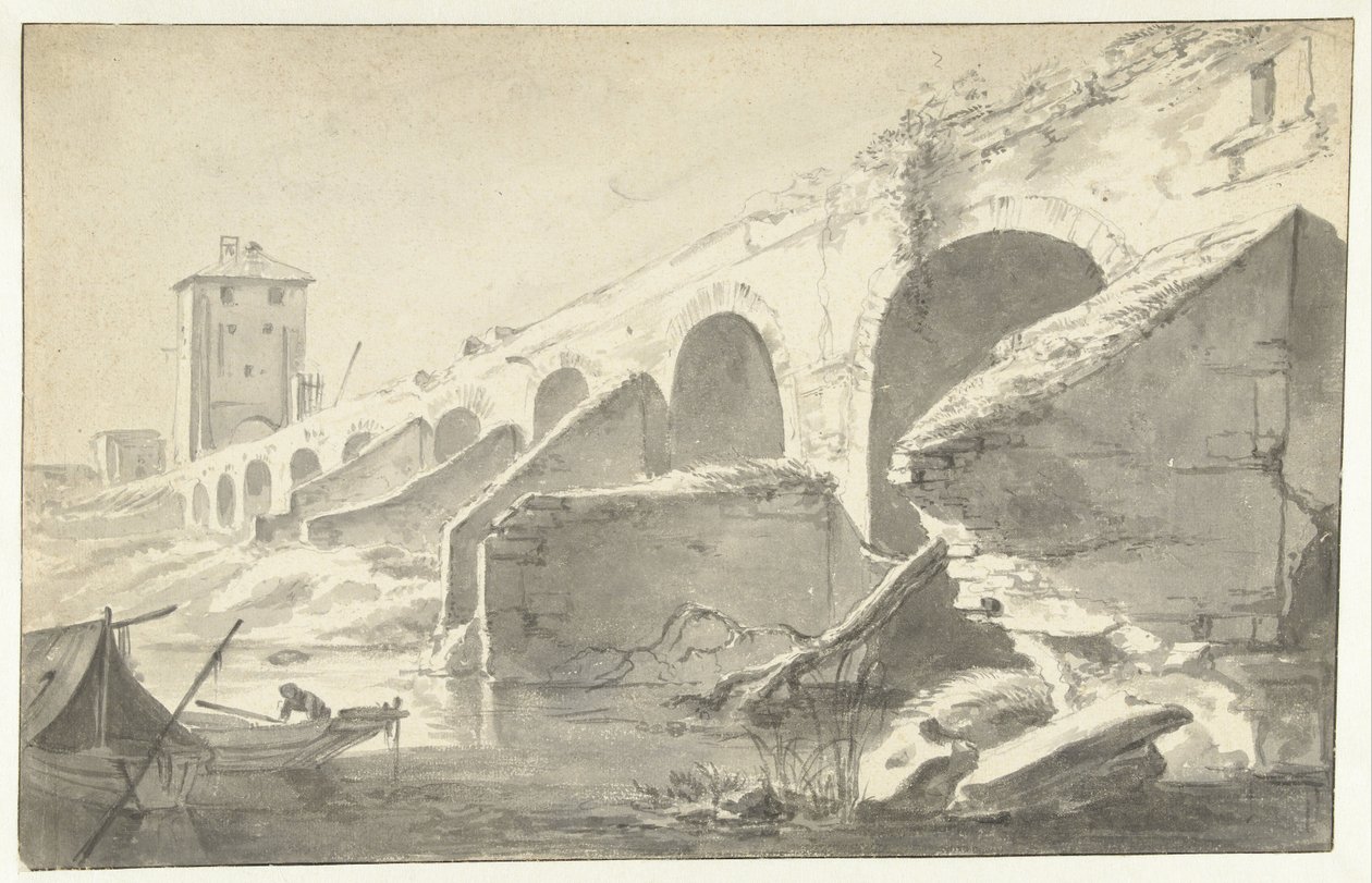 Ponte Molle te Rome (?) tekijältä Jan Asselijn