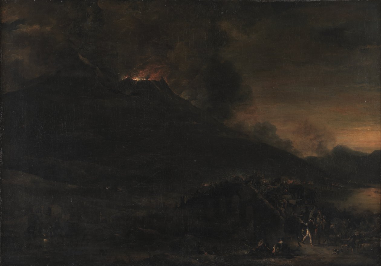 Vesuvius purkautuu yöllä tekijältä Jan Asselijn