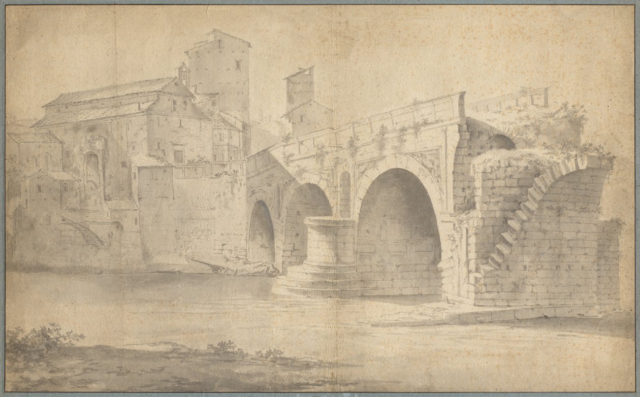 Näkymä Ponte Rottolle, Rooma tekijältä Jan Asselyn