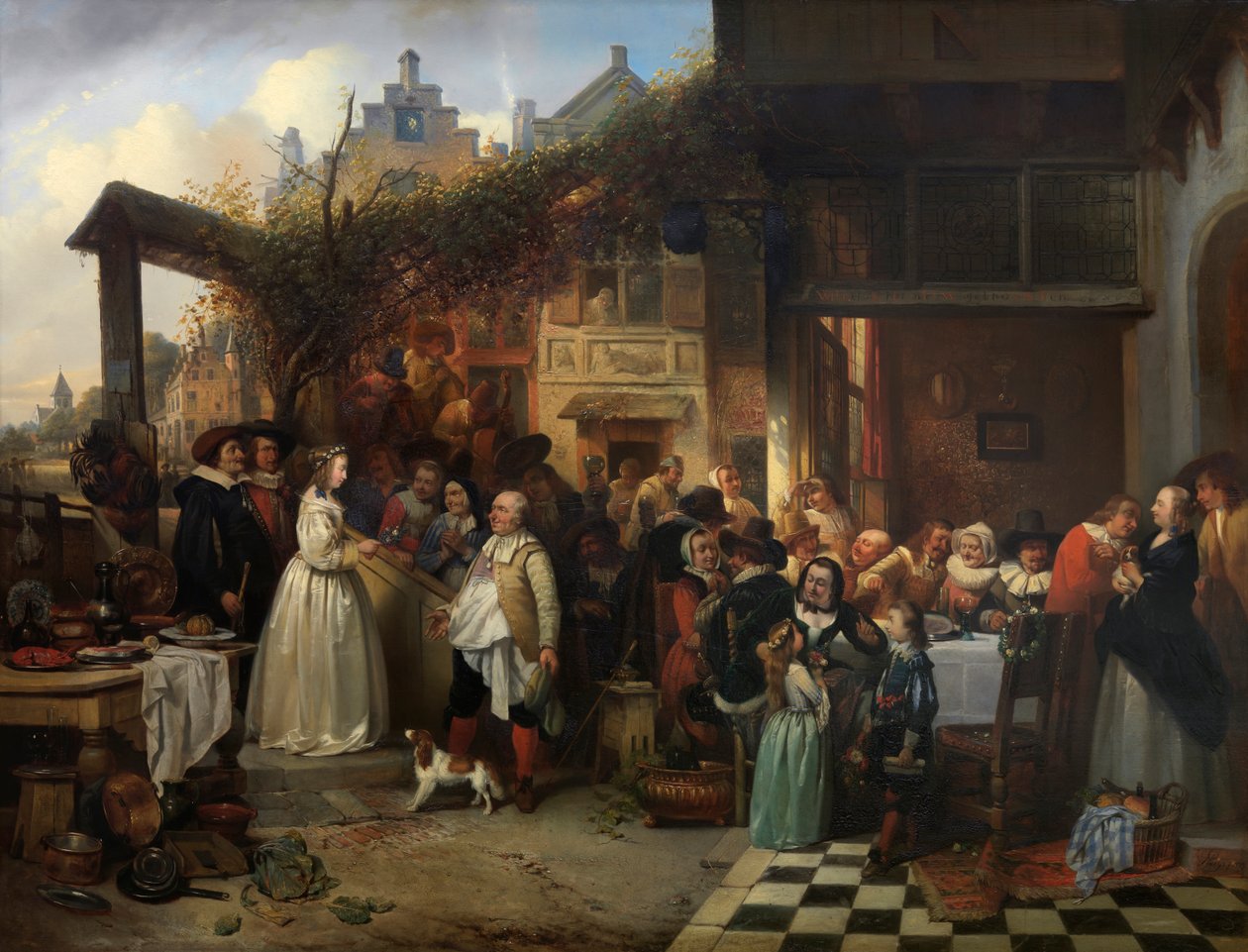 Häät Flanderissa 1700-luvulla (öljy paneelille) tekijältä Jan August Hendrik Baron Leys