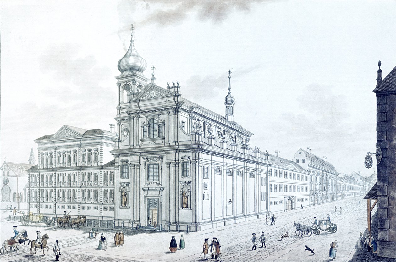 Hibernilaisten kirkko (irlannin fransiskaanit) ja Hibernian (Hybernská) -katu, 1781 tekijältä Jan Balzer