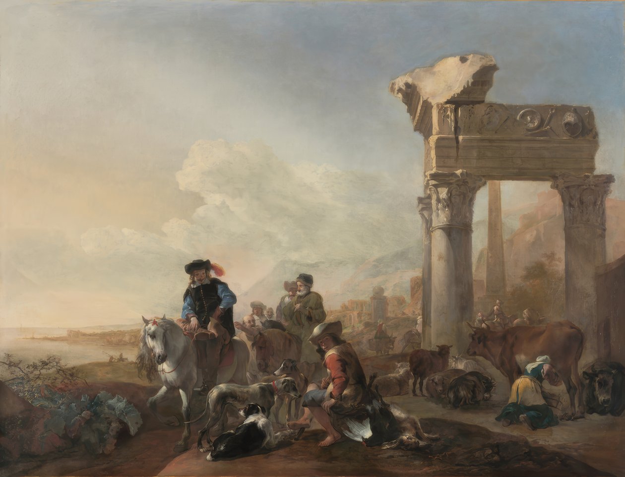 Jan Baptist Weenix / "Metsästäjät raunioiden lähellä", 1648 tekijältä Jan Baptist Weenix