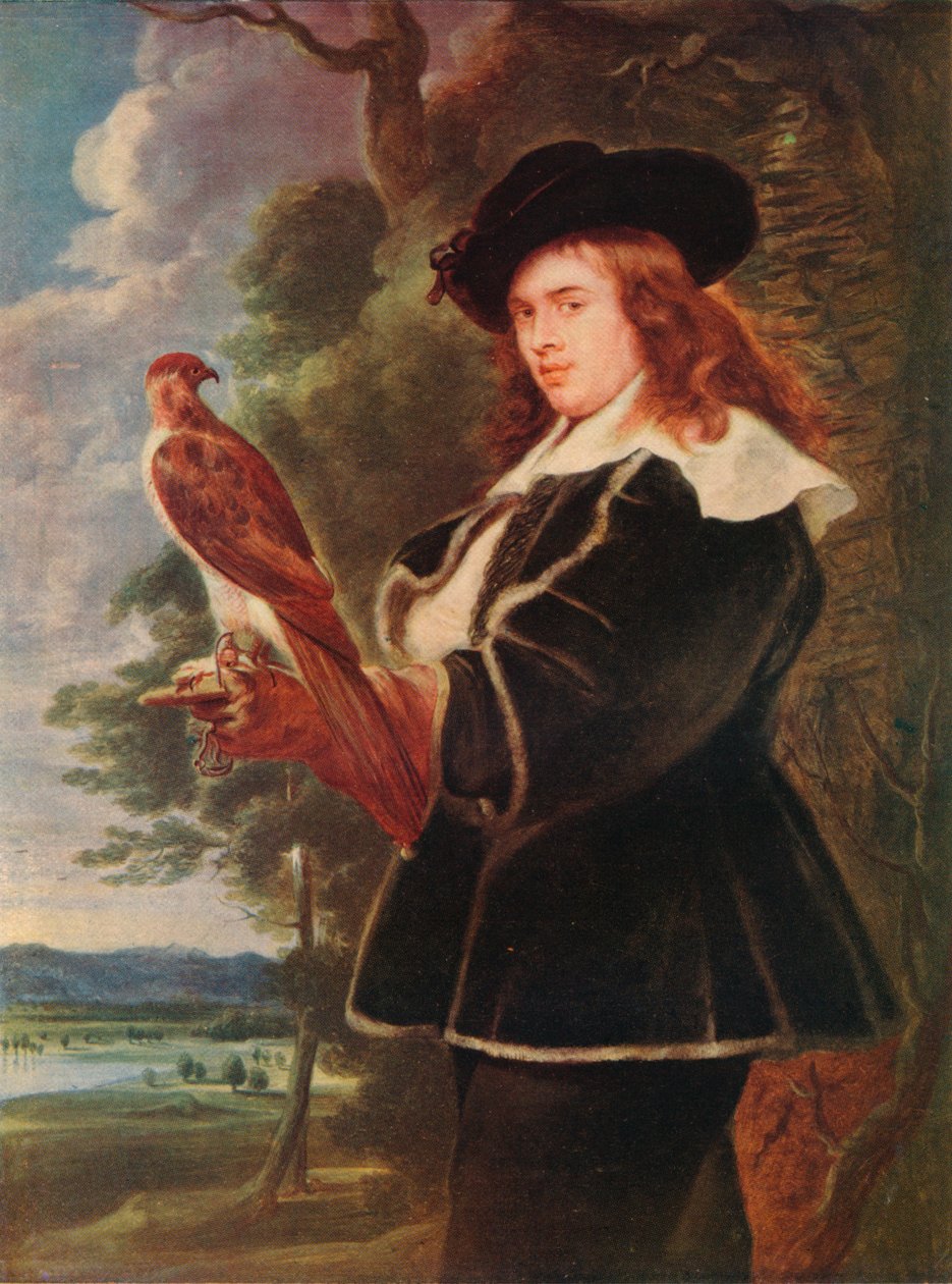 Nuori mies haukka kanssa, c1630 tekijältä Jan Boeckhorst