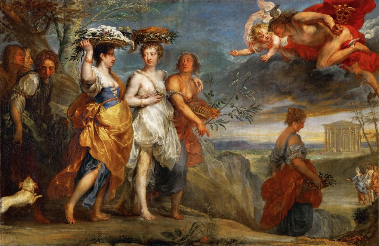Merkurius kohtaa Hersen - Merkurius kohtaa Hersen - Jan Boeckhorstin (1604-1668). Öljy kankaalle tekijältä Jan Boeckhorst