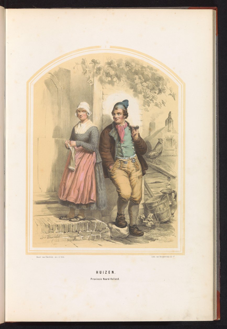 Pohjois-Hollannin talojen perinteinen puku, 1857 Talot. Pohjois-Hollannin maakunta / I (otsikko esineessä) tekijältä Jan Braet von Uberfeldt