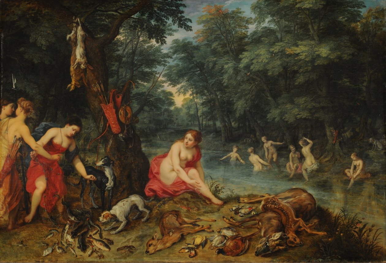 Baño de Ninfas (Las ninfas de Diana regresando de la pesca) tekijältä Jan Brueghel the Elder