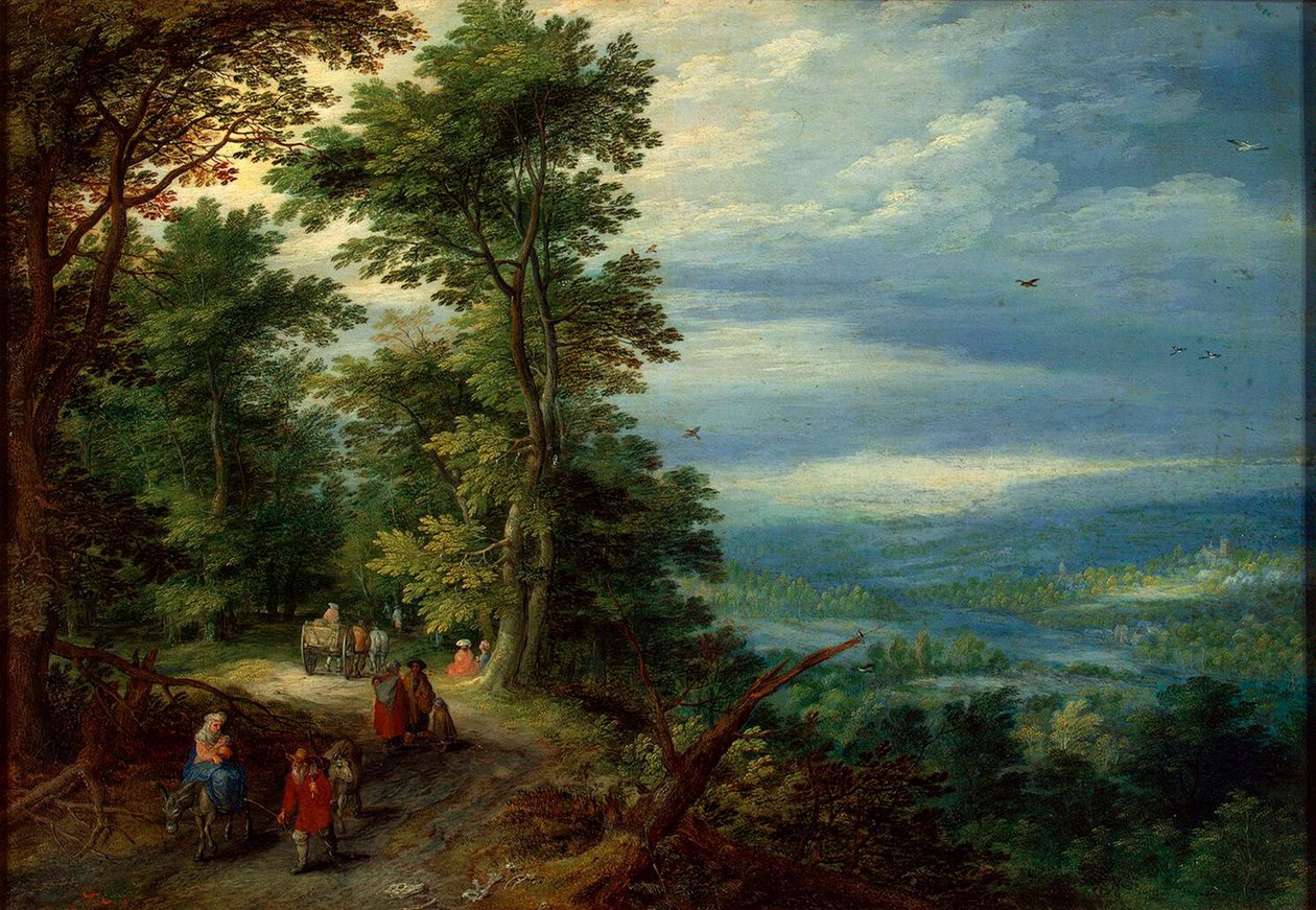 Metsän reuna Lento Egyptiin, 1610. tekijältä Jan Brueghel the Elder