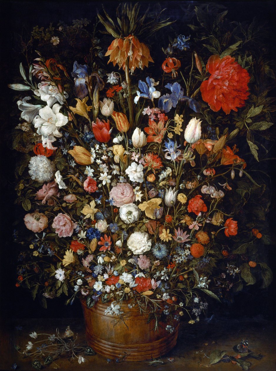 Kukkia puuastiassa tekijältä Jan Brueghel the Elder
