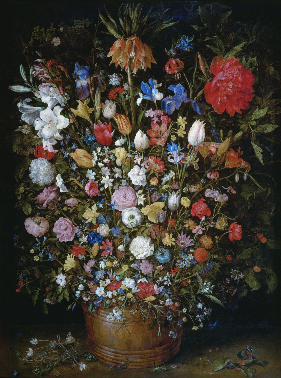 Kukkia puuastiassa tekijältä Jan Brueghel the Elder