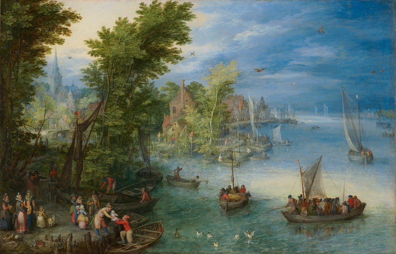 Joen maisema tekijältä Jan Brueghel the Elder
