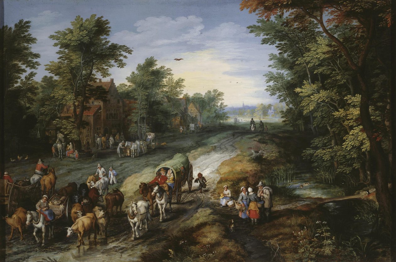Tie kaupungin ympäristössä tekijältä Jan Brueghel the Elder