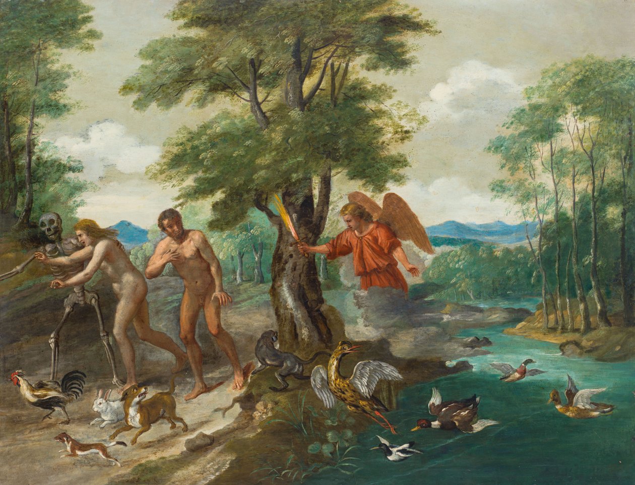 Aatami ja Eeva paratiisissa tekijältä Jan Brueghel the Younger