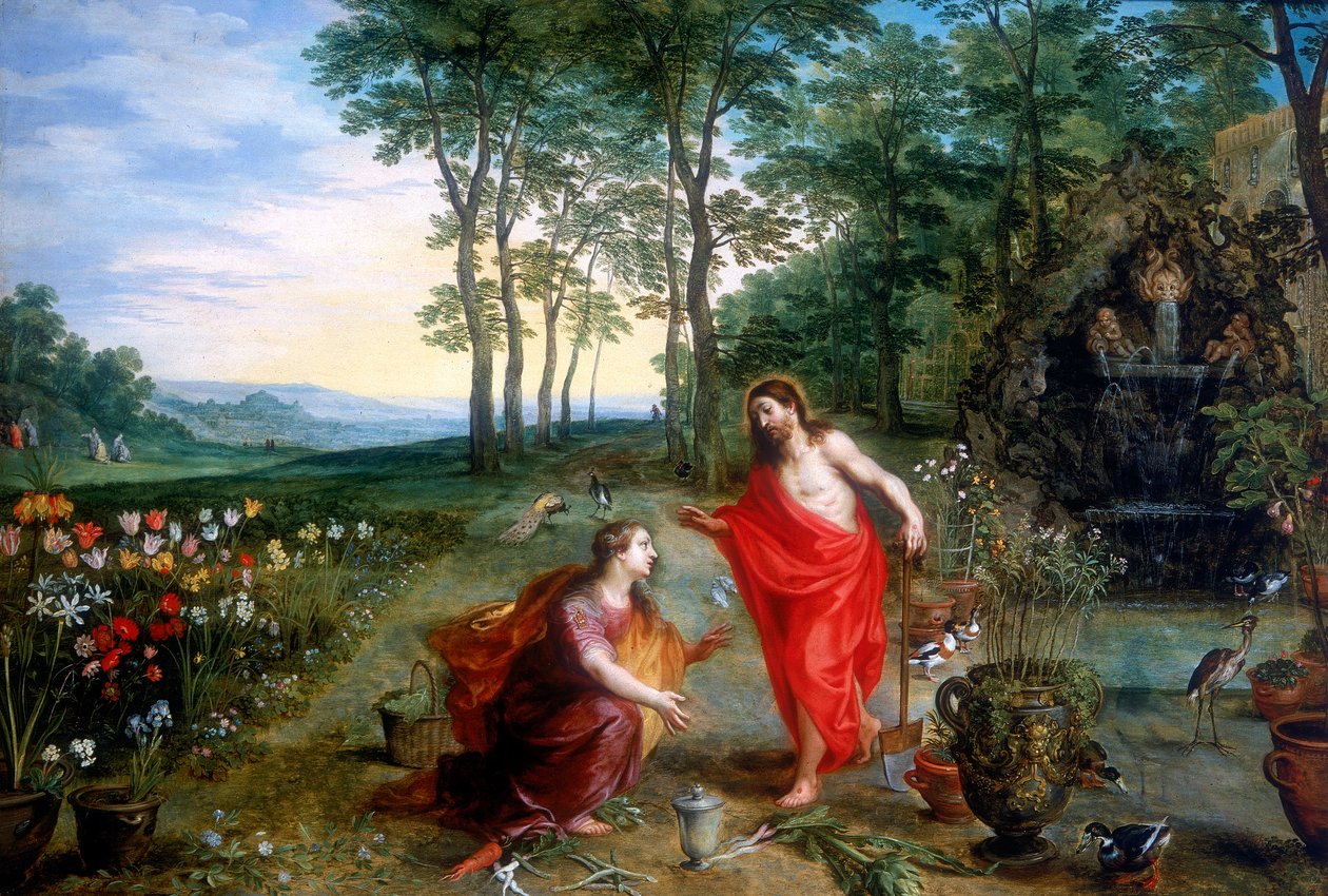 "Noli me tangere" "Älä koske minuun", 1600-luku. tekijältä Jan Brueghel the Younger