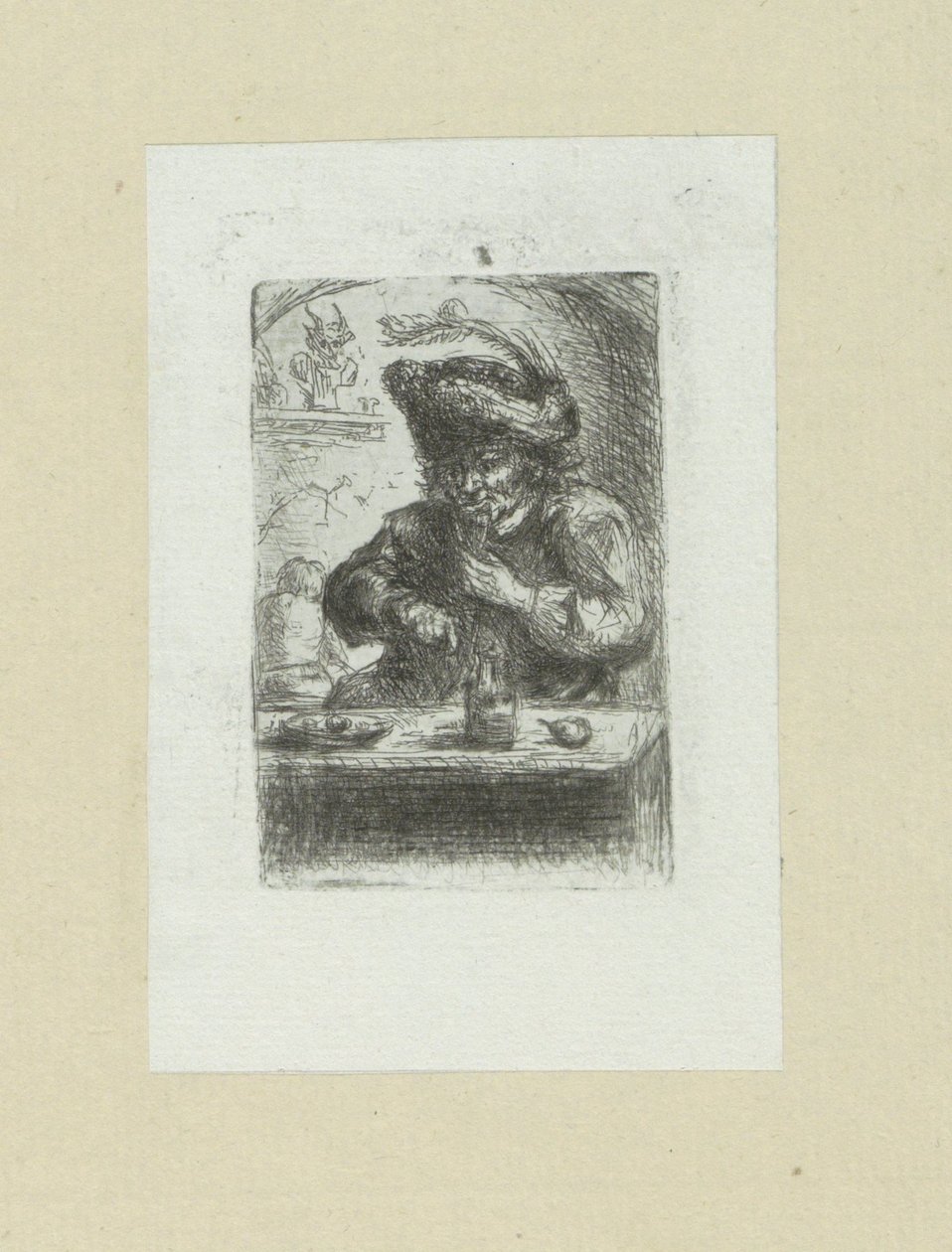 Mies aan de eettafel John Chalonin etsausten täydellinen työ / Oeuvre Complette des Eaux Fortes par Jean Chalon (sarjan nimi) tekijältä Jan Chalon