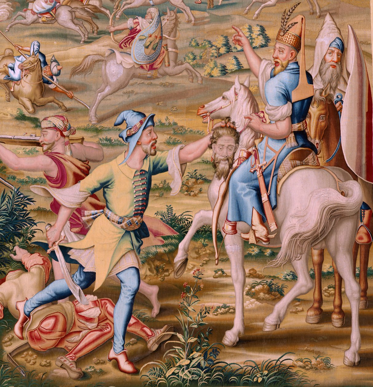 Flanderin kuvakudos. Sarja Tunisin valloitus. Hyökkäys La Goletaan (Ataque a la Goleta). Sarjan neljäs kuvakudos. Malli Jan Vermeyen ja Pieter Coecke van Aelst. 1543-1548. Valmistus Real Fábrica de Tapices de Santa Bárbara, Madrid tekijältä Jan Cornelisz Vermeyen