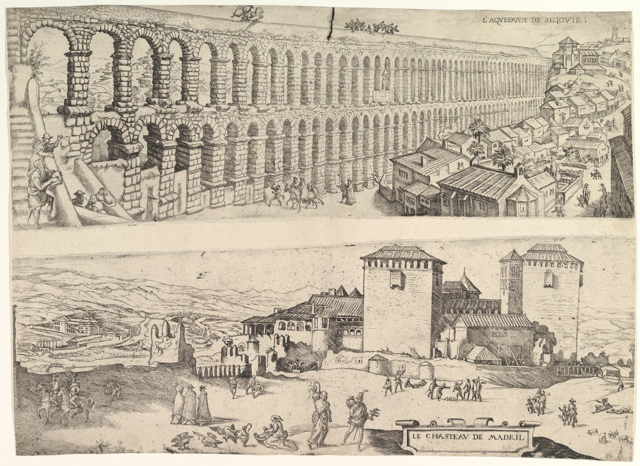 Segovian akvedukti ja Madridin linna, 1500-1599. tekijältä Jan Cornelisz Vermeyen
