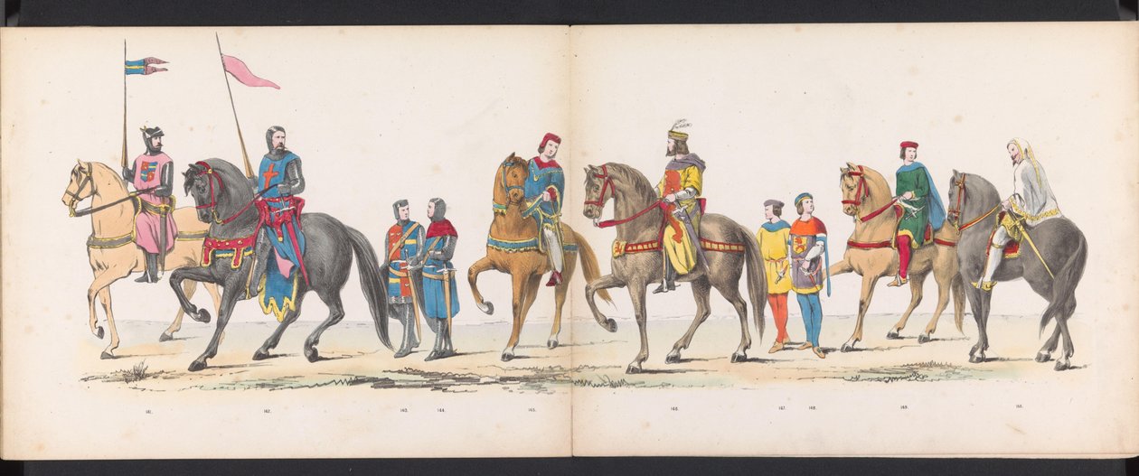 Leidenin opiskelijoiden naamiaiset, 1865 (levy 12) Leidenin opiskelijakunnan jäsenten pukukulkue 6. kesäkuuta 1865 Leidsche Hoogeschoolin 290-vuotisjuhlan kunniaksi, kuvassa: hollantilaisten b. tekijältä Jan Daniël Cornelis Carel Willem baron de Constant Rebecque