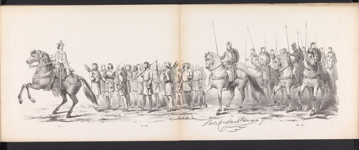 Leidenin opiskelijoiden naamiaiset, 1865 (levy 15) Leidenin opiskelijakunnan jäsenten pukukulkue 6. kesäkuuta 1865 Leidsche Hoogeschoolin 290-vuotisjuhlan kunniaksi, kuvassa: hollantilaisten b. tekijältä Jan Daniël Cornelis Carel Willem baron de Constant Rebecque