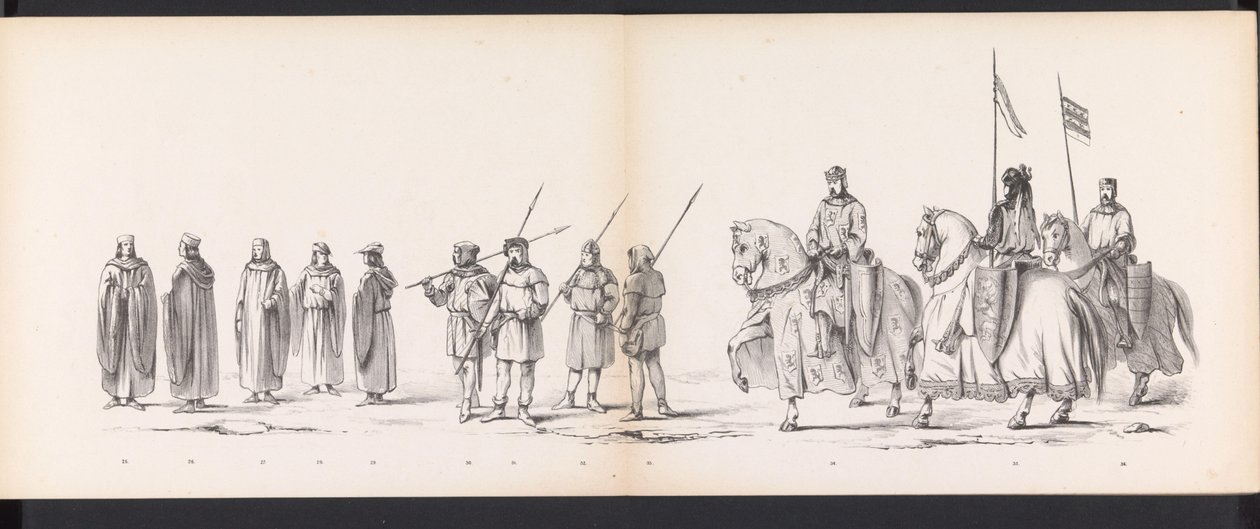 Leidenin opiskelijoiden naamiaiset, 1865 (levy 3) Leidenin opiskelijakunnan jäsenten pukukulkue 6. kesäkuuta 1865 Leidsche Hoogeschool -koulun 290-vuotisjuhlan kunniaksi, ja kuvassa: hollantilaisten tuloa tekijältä Jan Daniël Cornelis Carel Willem baron de Constant Rebecque