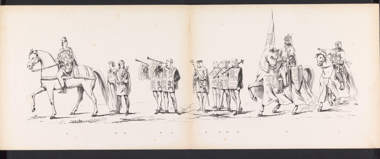 Leidenin opiskelijoiden naamiaiset, 1865 (levy 6) Leidenin opiskelijakunnan jäsenten pukukulkue 6. kesäkuuta 1865 Leidsche Hoogeschool -koulun 290-vuotisjuhlan kunniaksi, kuvassa: hollantilaisten tulo tekijältä Jan Daniël Cornelis Carel Willem baron de Constant Rebecque