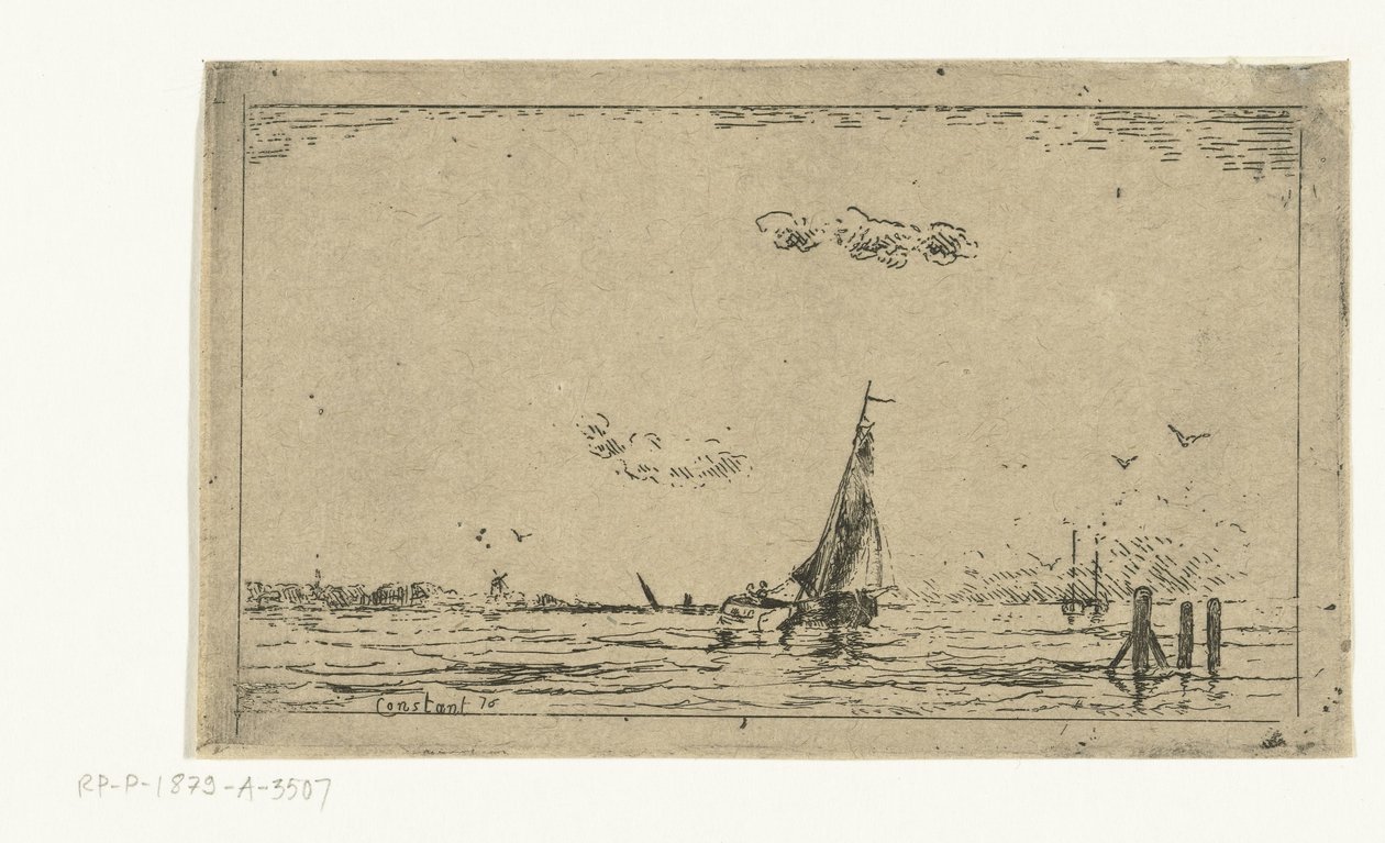 Jokinäkymä purjelaivalla tekijältä Jan Daniël Cornelis Carel Willem baron de Constant Rebecque