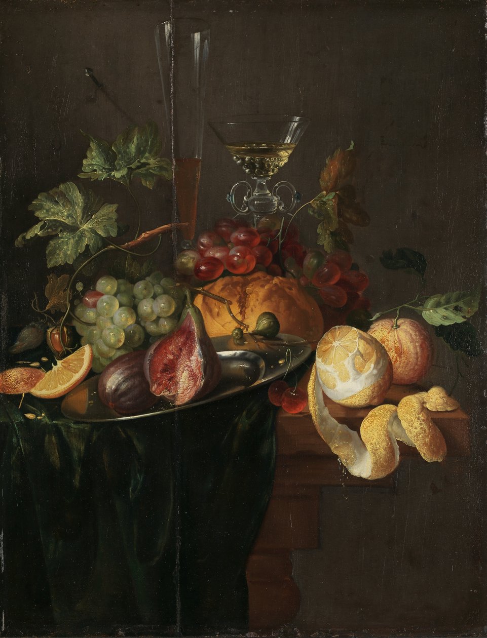 Norjalainen Bokmål:  Frukt og vin Hedelmät ja viini tekijältä Jan Davidsz. de Heem