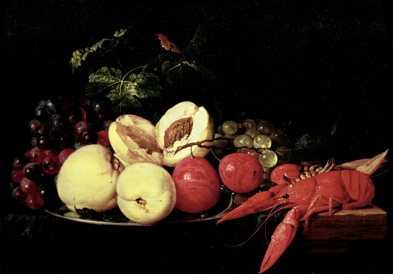 Hedelmän asetelma hummerin kanssa tekijältä Jan Davidsz de Heem