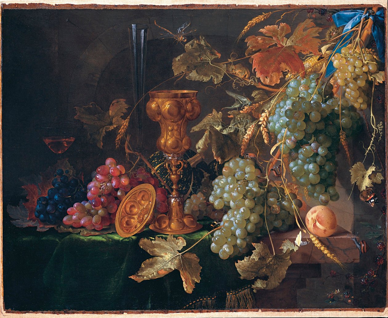 Asetelma viinirypäleiden kanssa tekijältä Jan Davidsz. de Heem