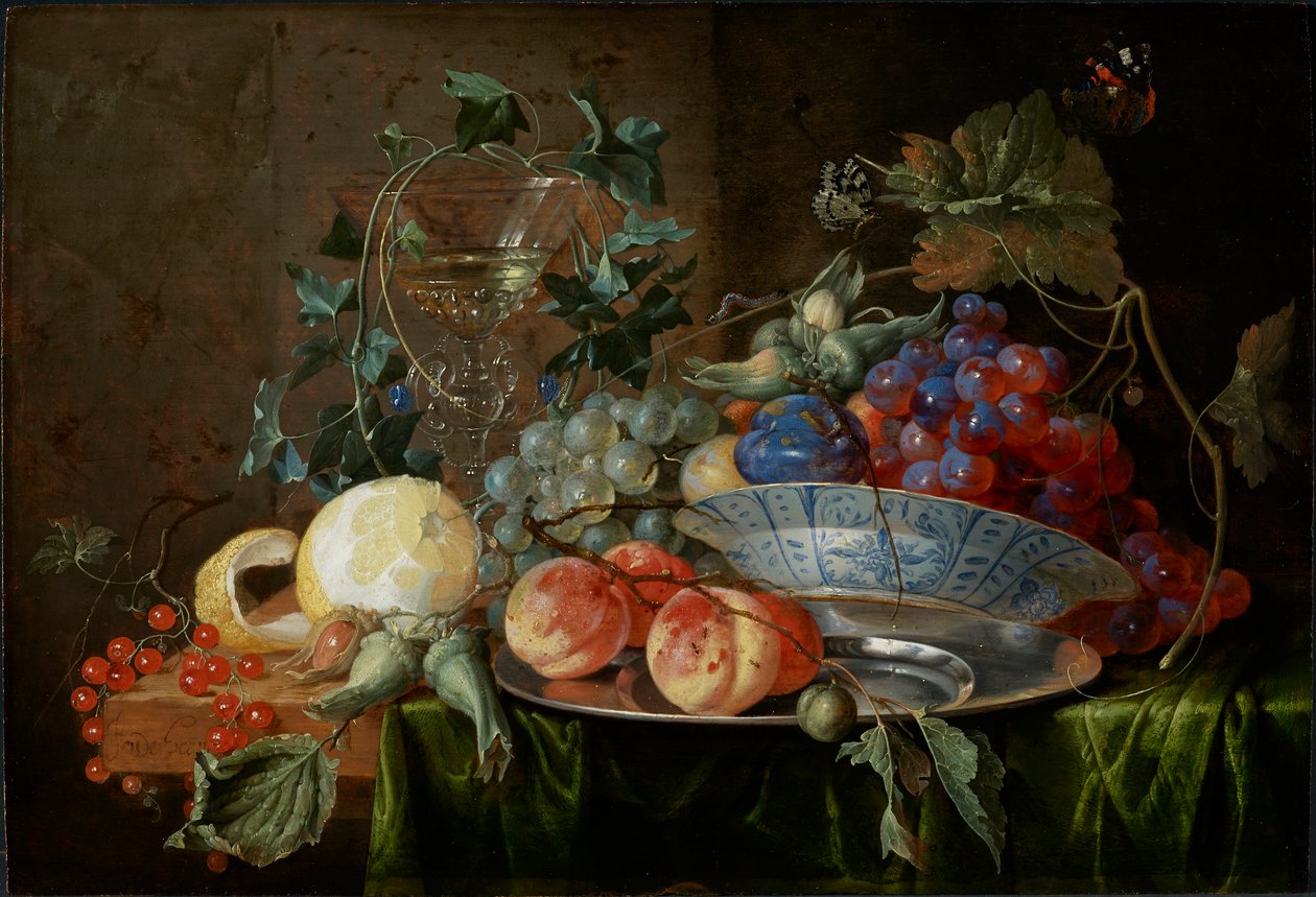 Asetelma hedelmillä ja lasilla à la mode de Venise, n. 1652. tekijältä Jan Davidsz de Heem