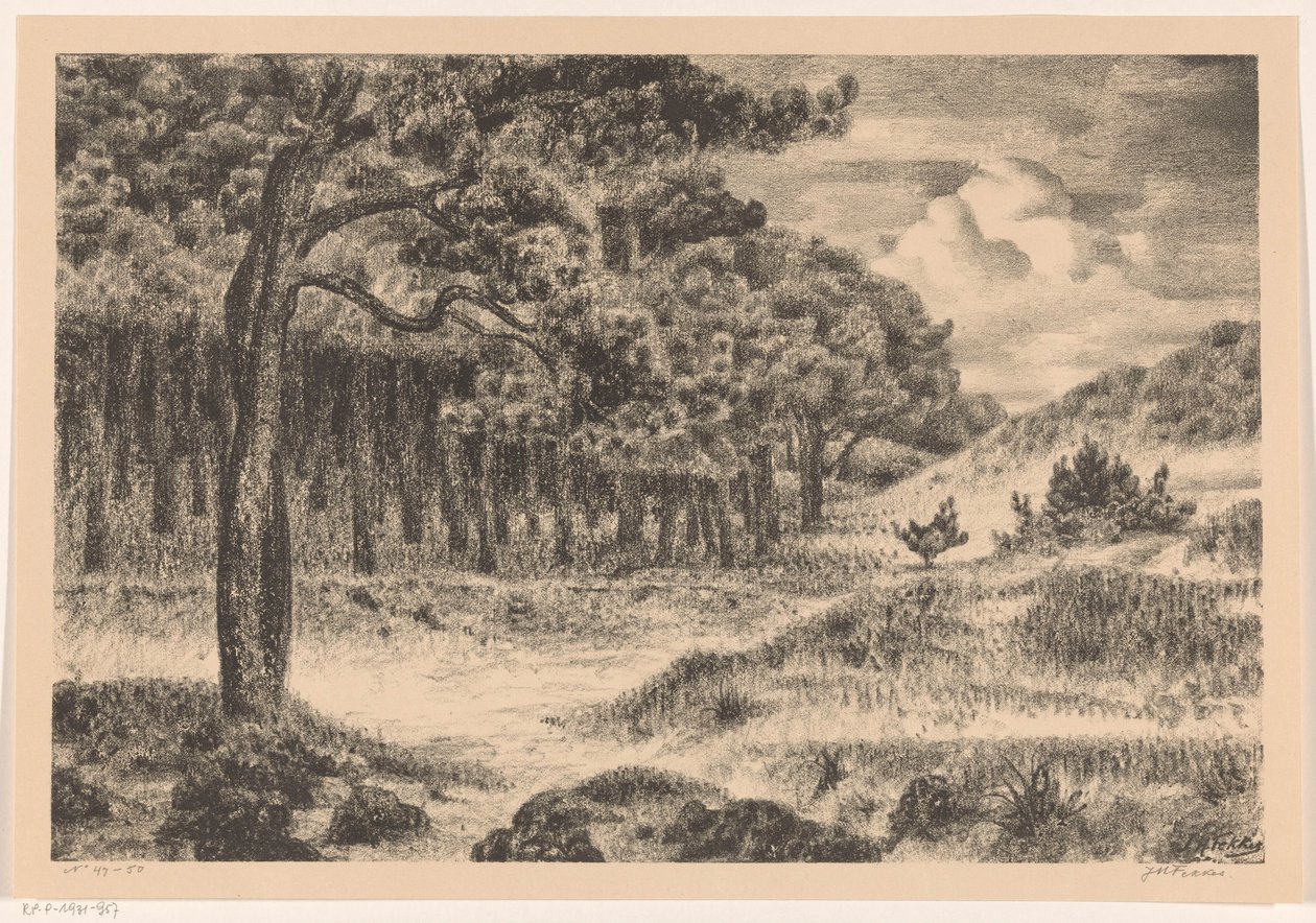 Metsä mäkisessä maisemassa tekijältä Jan Fekkes (signed by artist)
