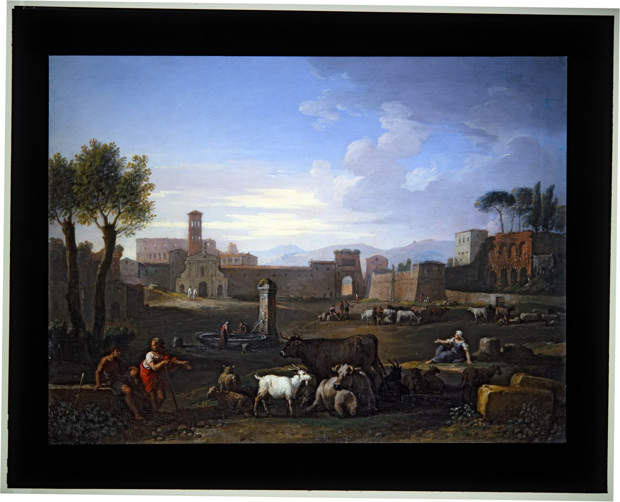 Neljän Cappricion sarja; (1) Campo Vaccino (kangas) tekijältä Jan Frans van (1662 1749) Bloemen