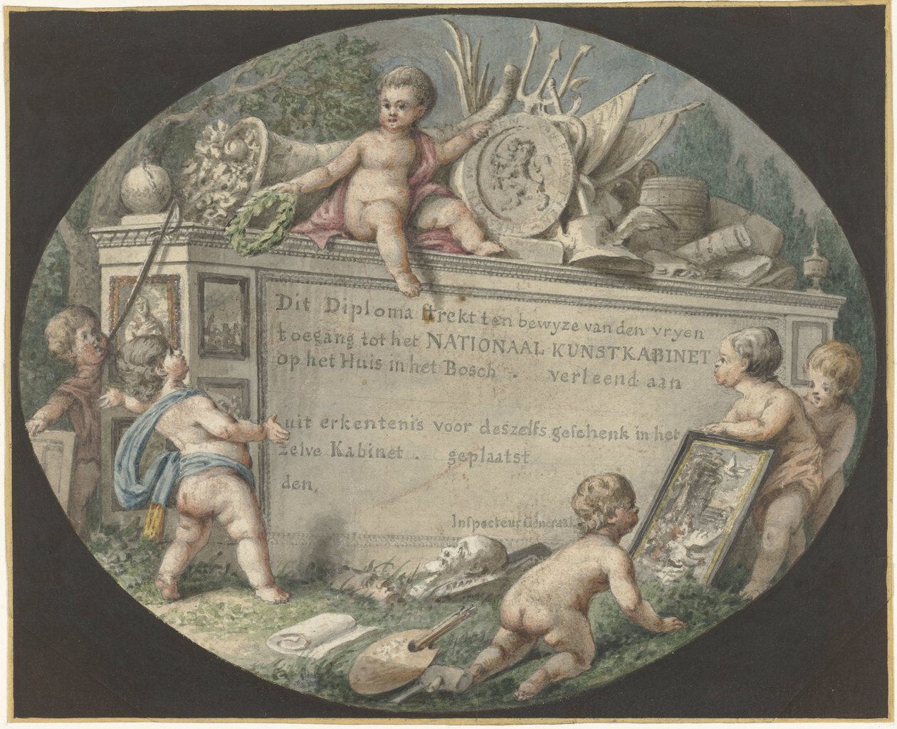 Pääsylippujen suunnittelu Huis ten Boschin kansalliseen taidekaappiin tekijältä Jan Gerard Waldorp (possibly)
